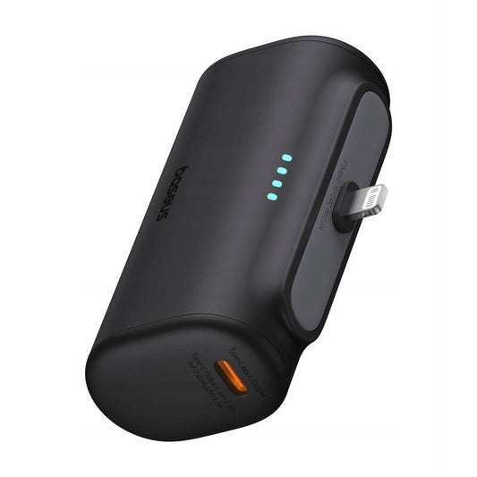 Baseus Compact External Battery, 5000mAh, 20W, PD, 1 x Lightning - 1 x USB-C, Black P10068307113-00