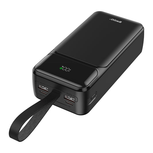 External Battery BWOO BO-P66, 30000mAh, 65W, QC + PD, 1 x USB-C - 2 x USB-A, Black