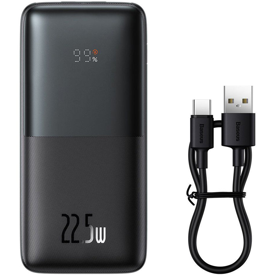 Baseus Bipow Pro External Battery, 10000mAh, 22.5W, QC + PD, 1 x USB-C - 2 x USB-A, Black PPBD040001