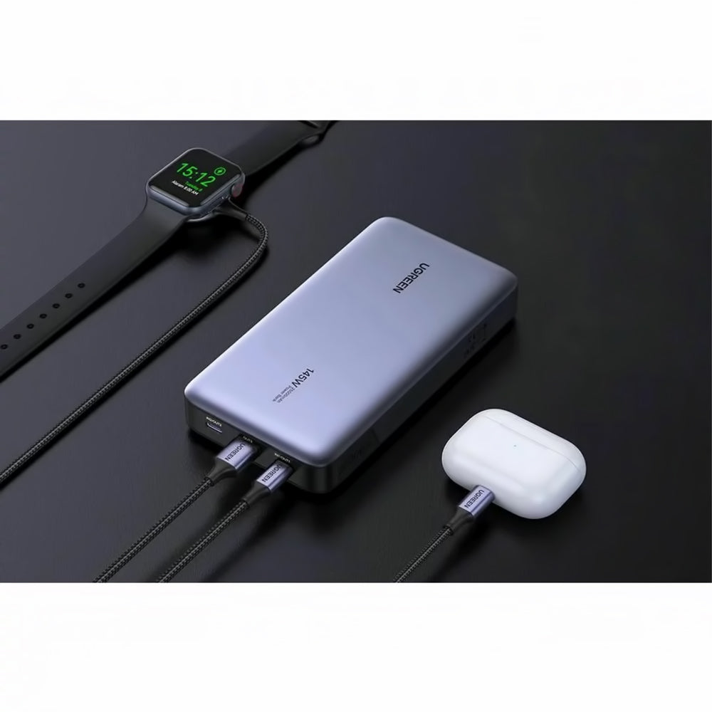 UGREEN PB205 External Battery, 25000mAh, 145W, QC + PD, 1 x USB-A - 2 x USB-C, Gray