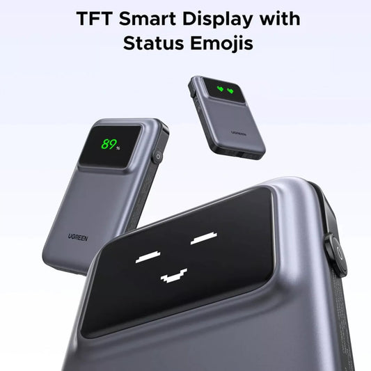 UGREEN PB511 Uno External Battery, 10000mAh, 30W, QC + PD, 1 x USB-A - 2 x USB-C, Grey