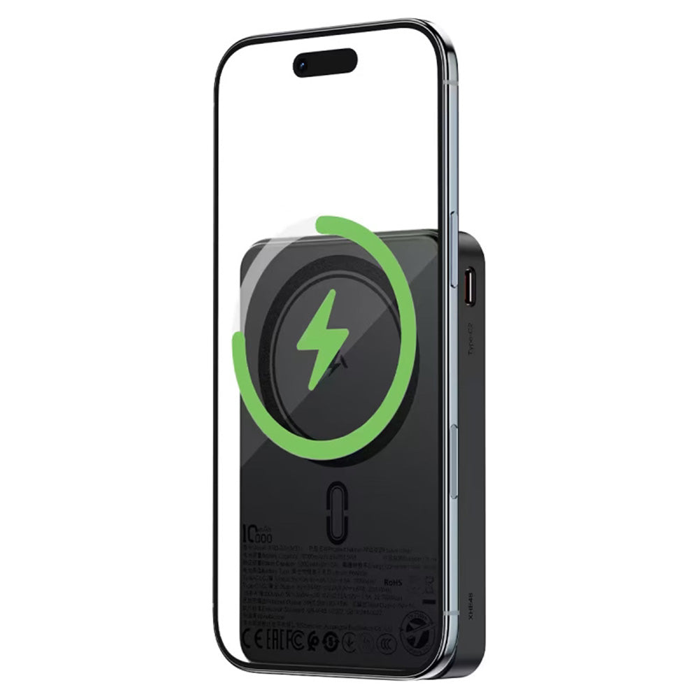 Acefast M31 Wireless External Battery, 10000mAh, 22.5W, QC + PD + FQI, 1 x QI - 1 x USB-A - 2 x USB-C, Black