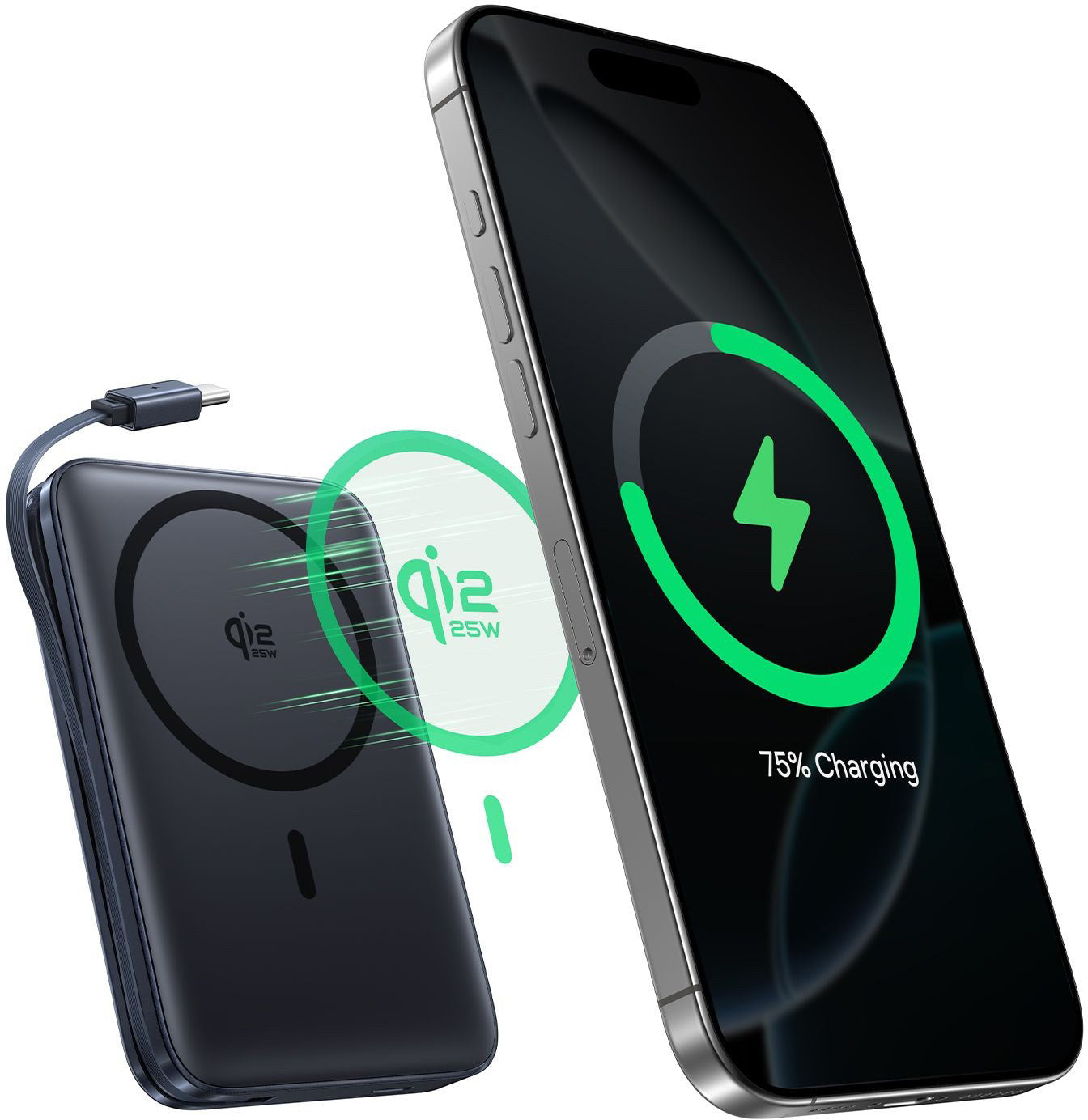 Baseus PicoGo AM61 Wireless External Battery, 10000mAh, 45W, PD + FQI, 1 x QI - 2 x USB-C, Black E0028V00