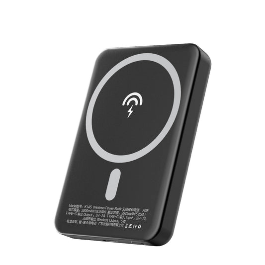 Wireless External Battery Dudao K14S, 5000mAh, 10W, PD + QI, 1 x QI - 1 x USB-C, Black