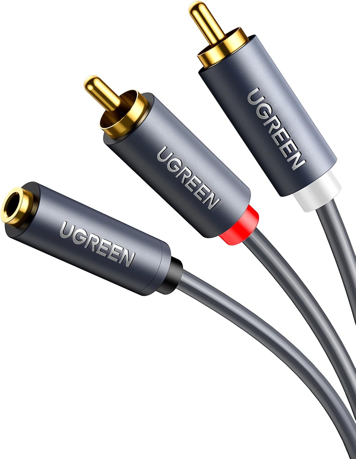 UGREEN AV102 Audio Cable 3.5mm - 2 x RCA, 1m, Gray