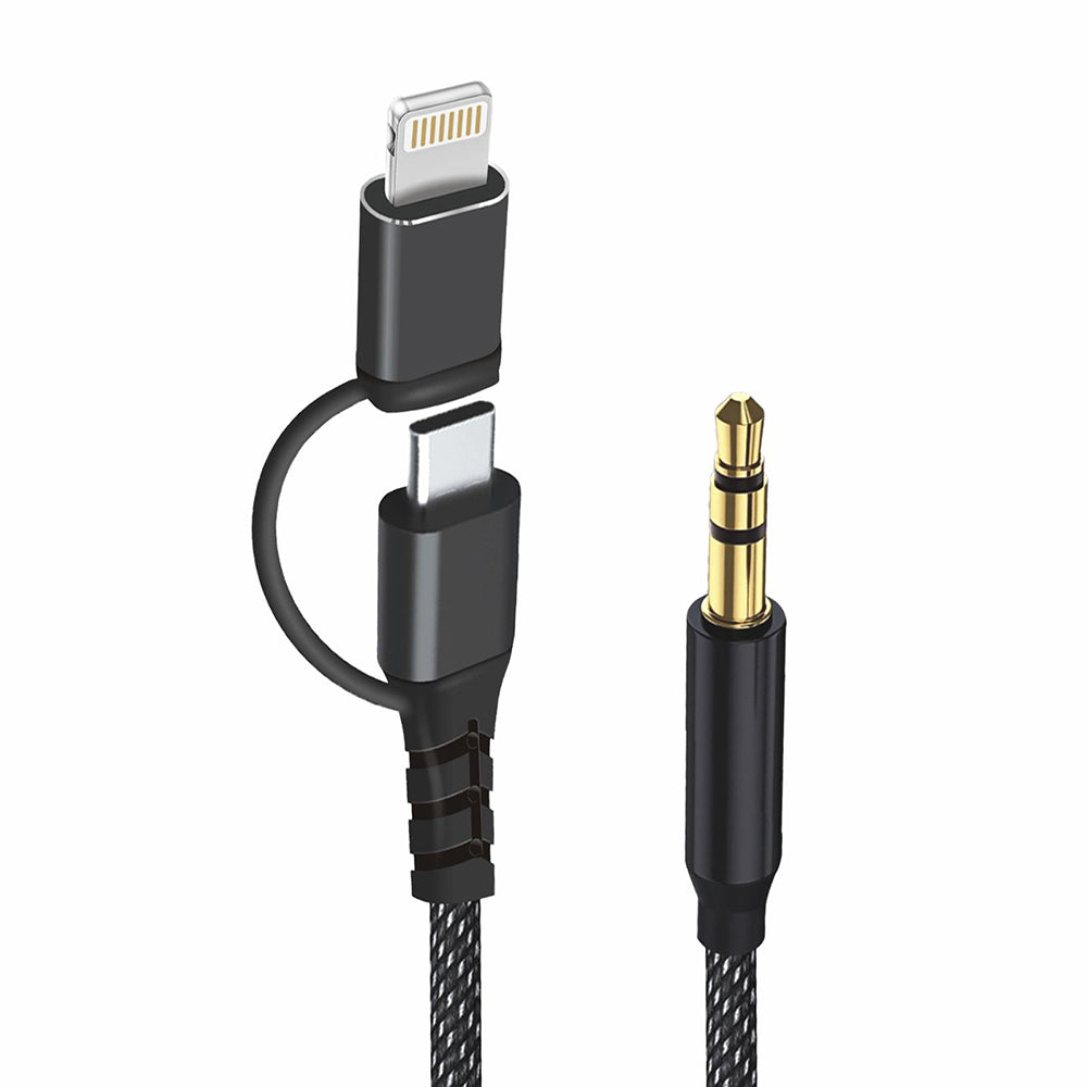 USB-C / Lightning Audio Cable - 3.5mm Techsuit AC15 EchoSnap, 1m, Black