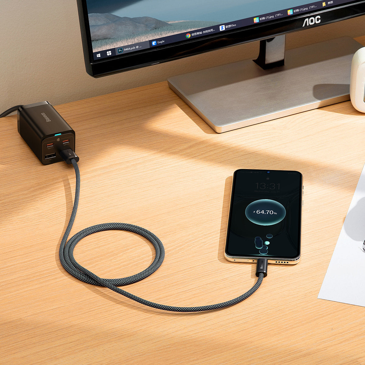 Data and Charging Cable USB-A - USB-C Baseus Dynamic Series, 100W, 1m, Grey CALD000616