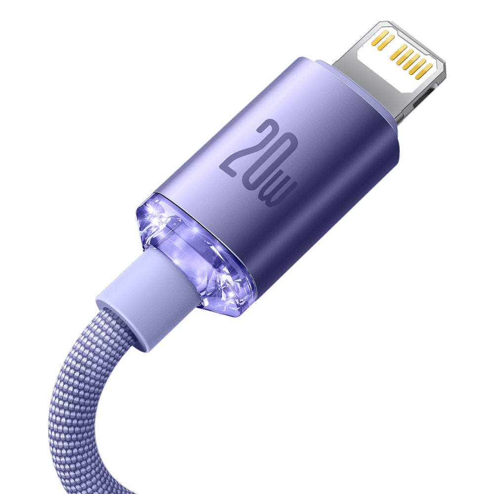 USB-C to Lightning Baseus Crystal Shine Series Data and Charging Cable, 20W, 2m, Purple CAJY000305