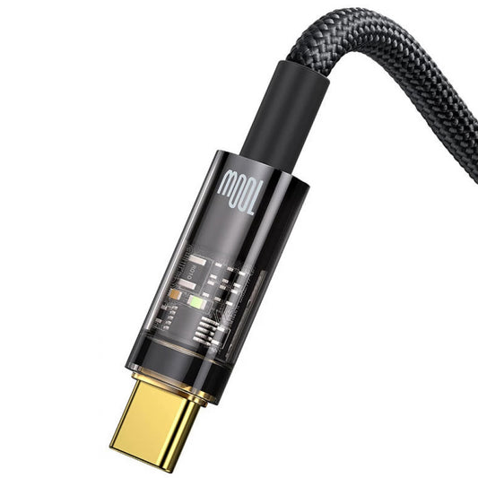 USB-A to USB-C Baseus Explorer Data and Charging Cable, 100W, 1m, Black CATS000201