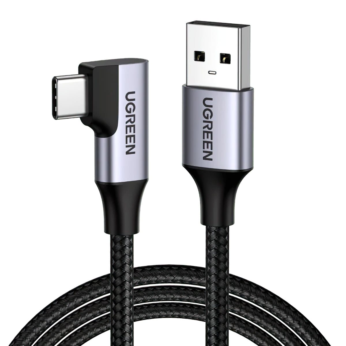 Data and Charging Cable USB-A - USB-C UGREEN US385 Angled, 60W, 1m, Grey, USB-A - USB-C