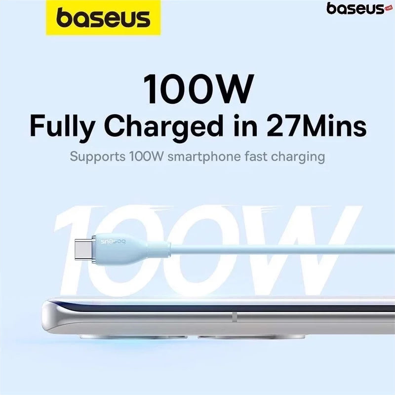 Baseus Pudding USB-A to USB-C Data and Charging Cable, 100W, 1.2m, Blue P10355703311-00
