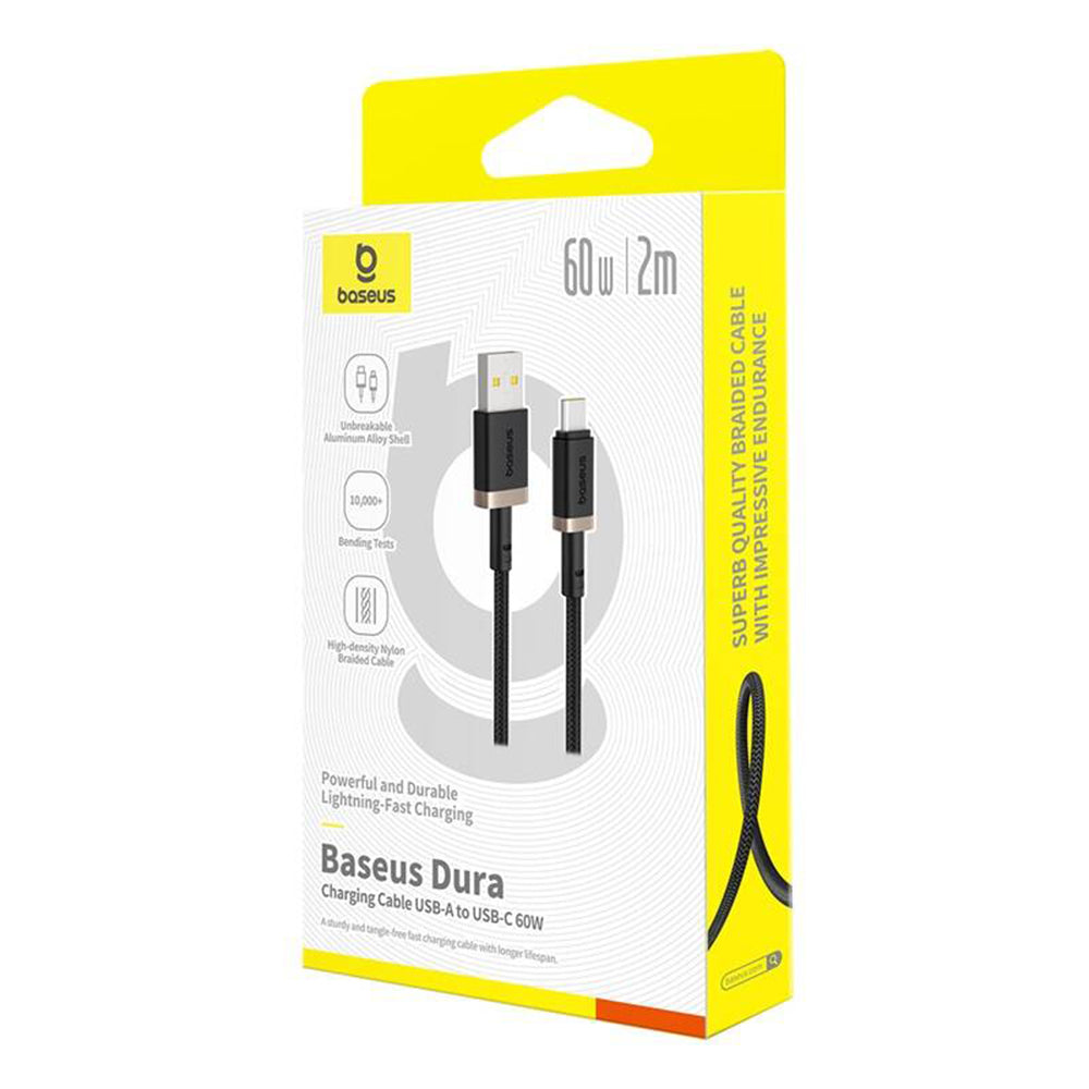 USB-A to USB-C Data and Charging Cable Baseus Dura Series, 60W, 2m, Gold P10377802U01-02