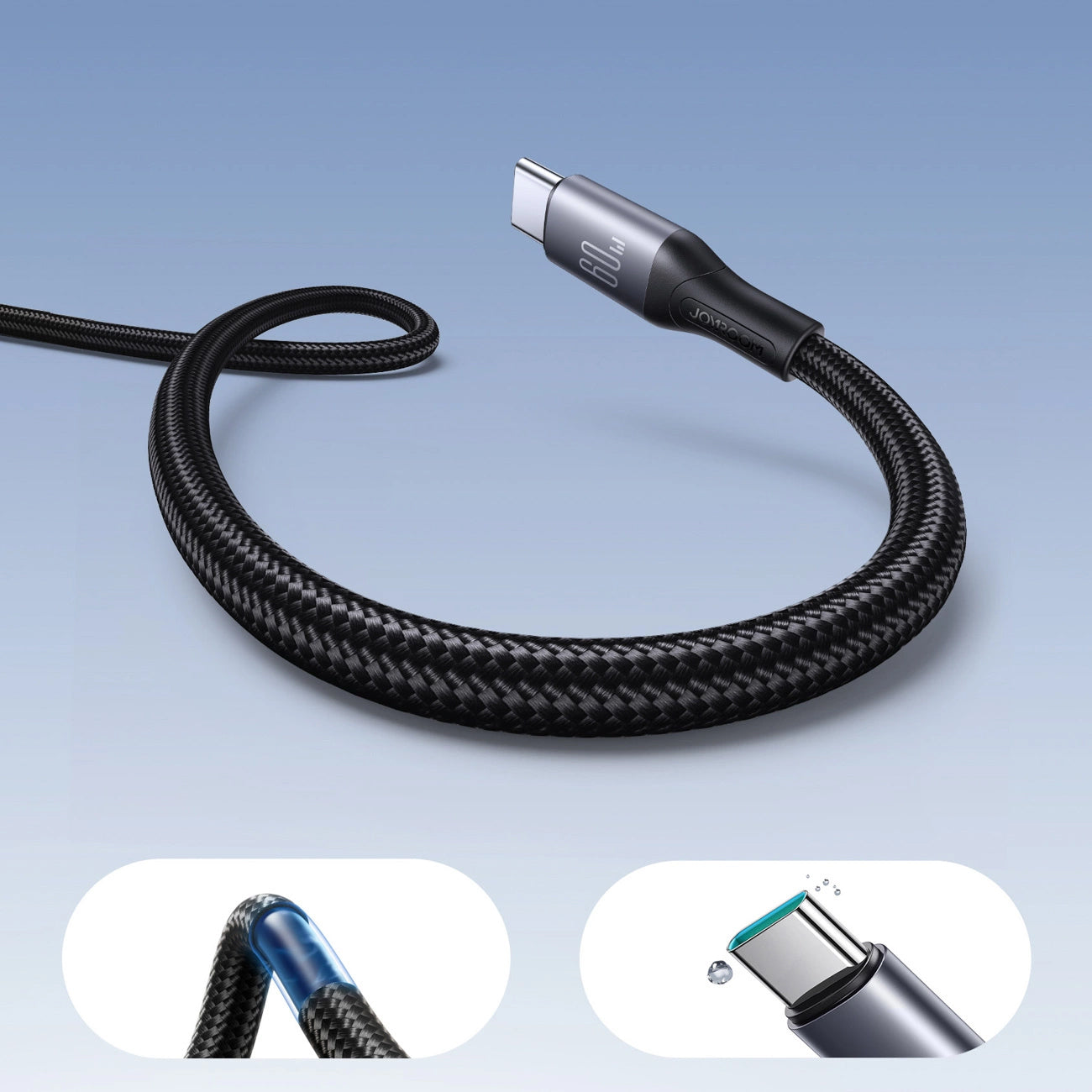 USB-C Data and Charging Cable - USB-C Joyroom S-A28 Flash, 60W, 1m, Black