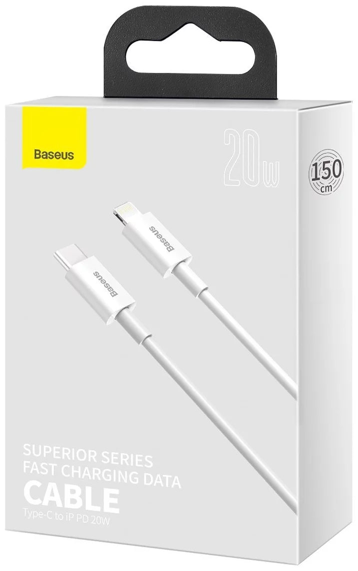 USB-C to Lightning Data and Charging Cable Baseus Superior Series, 20W, 1.5m, White CATLYS-B02