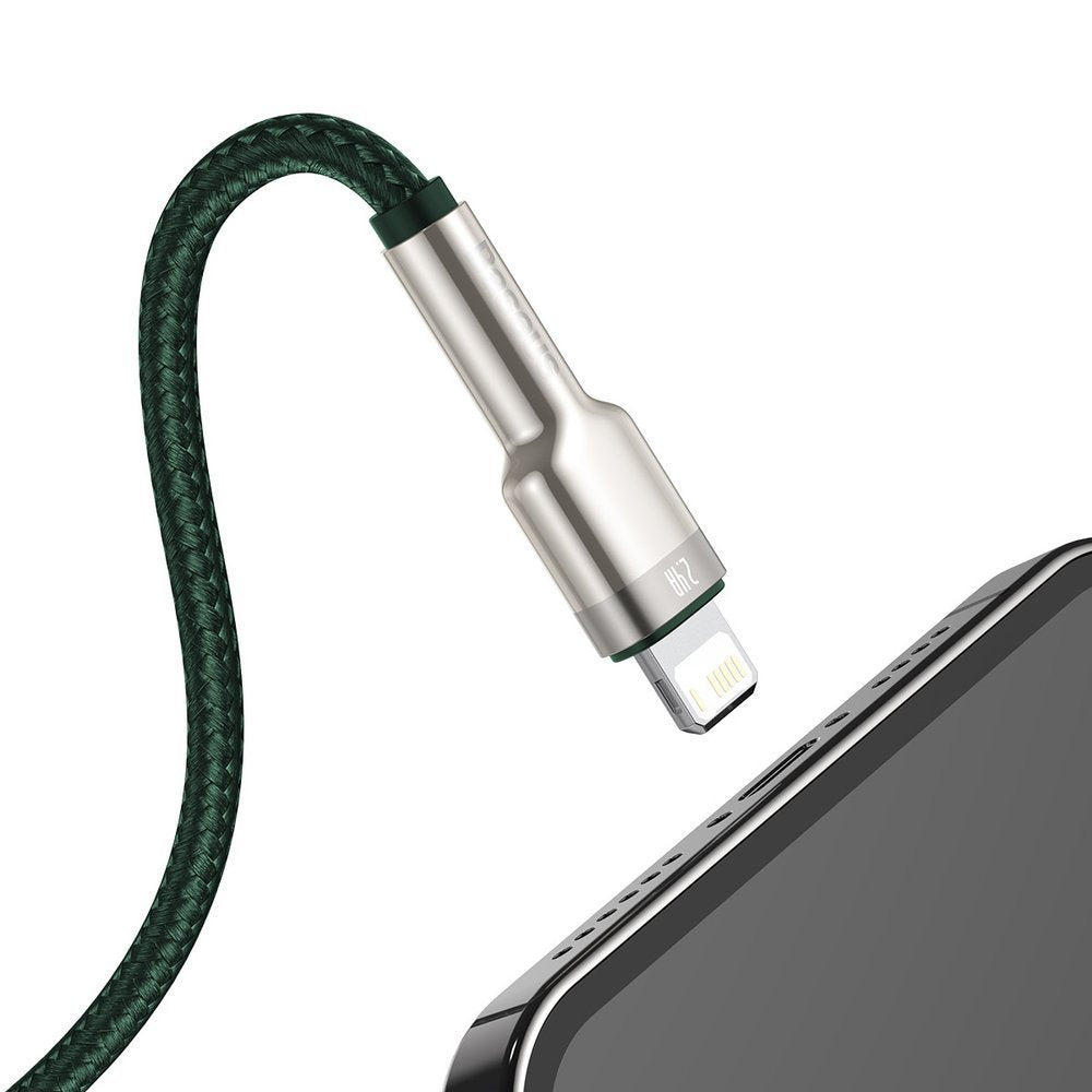 USB-A to Lightning Data and Charging Cable Baseus Cafule Metal Series, 18W, 1m, Green CALJK-A06
