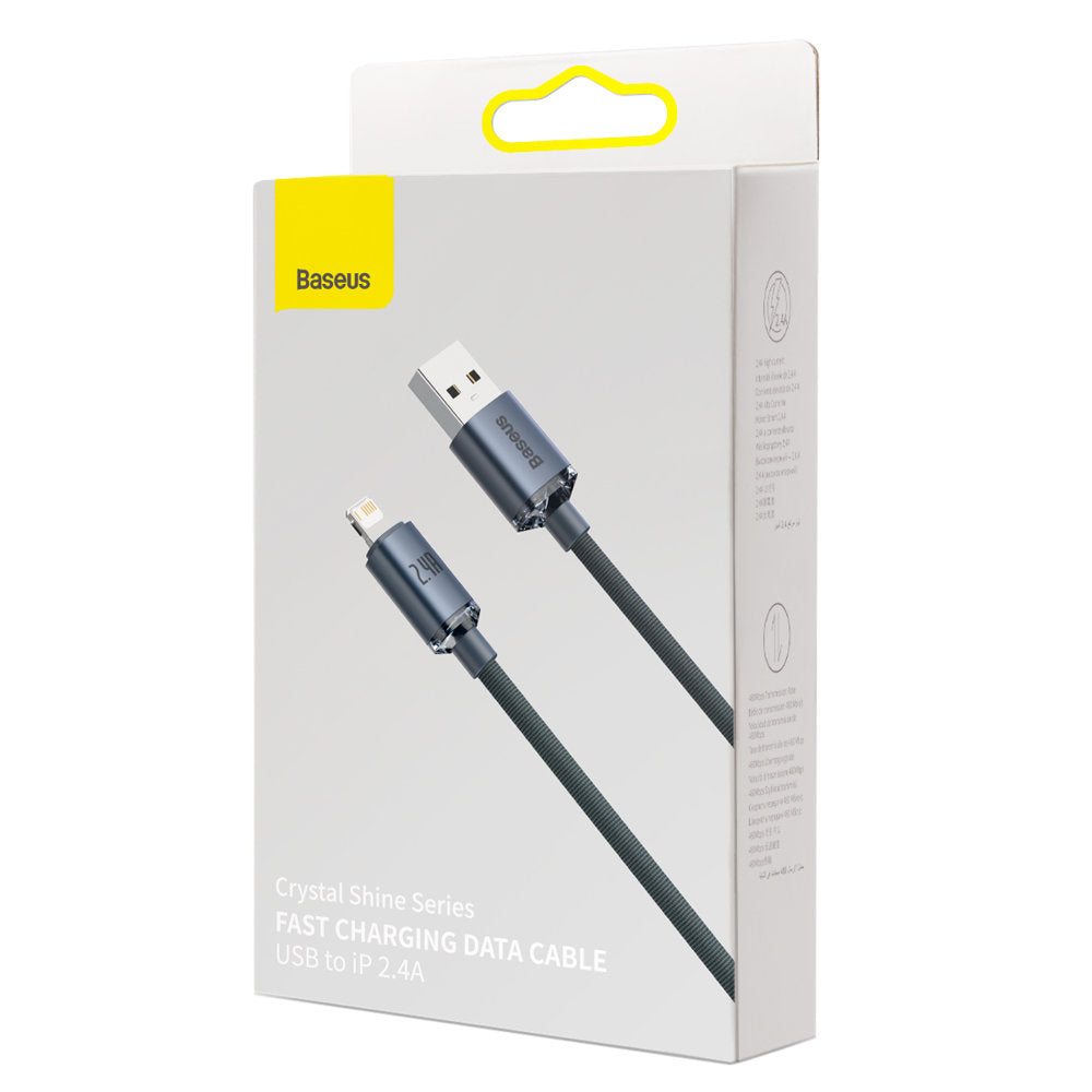 USB-A to Lightning Data and Charging Cable Baseus Crystal Shine Series, 20W, 1.2m, Black CAJY000001