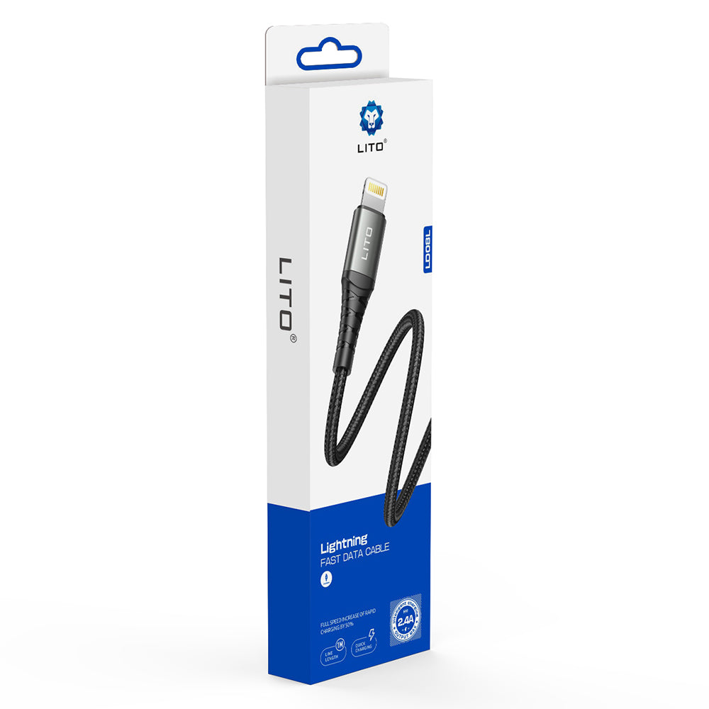 USB-A to Lightning Data and Charging Cable Lito LD08L, 18W, 1m, Black