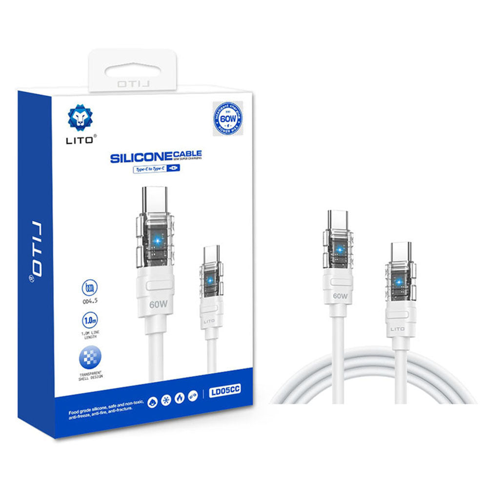 USB-C Data and Charging Cable - USB-C Lito LD05, 60W, 1m, White