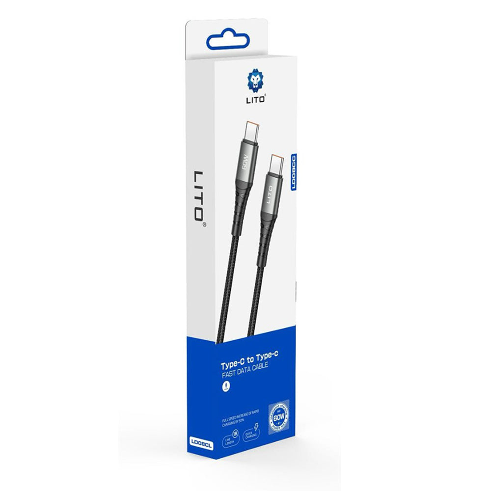 USB-C Data and Charging Cable - USB-C Lito LD22CC, 60W, 2m, Black