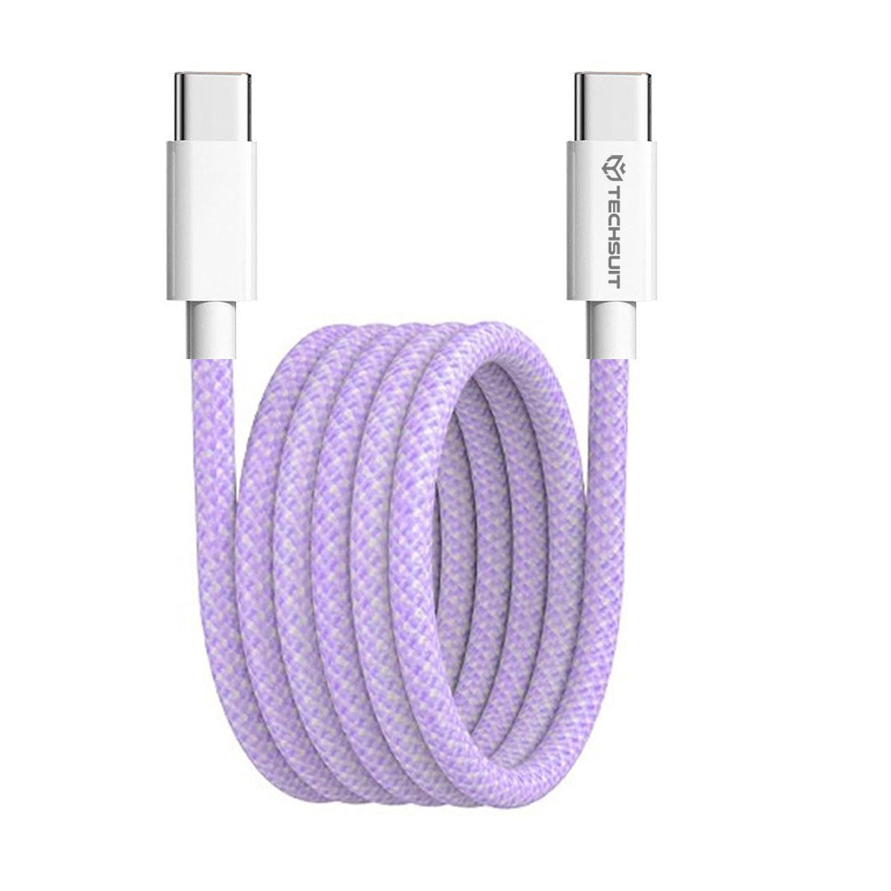 USB-C Data and Charging Cable - USB-C Techsuit PCB114D, 60W, 1m, Purple