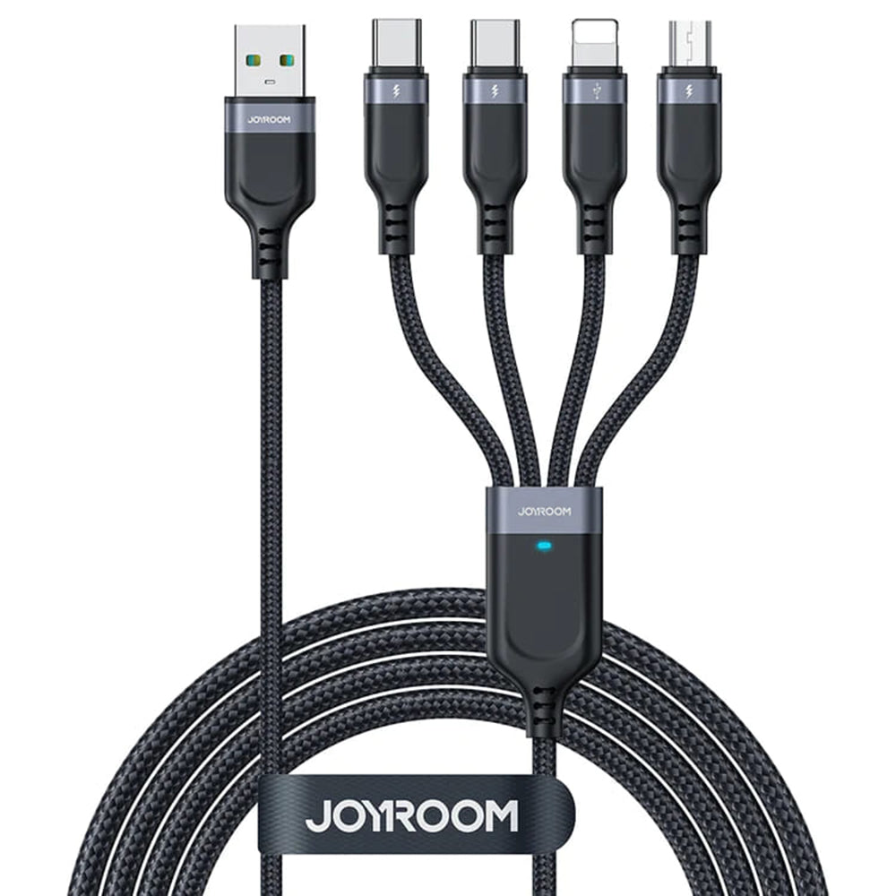 USB-A Charging Cable - Lightning / microUSB / 2 x USB-C Joyroom S-A18 4in1, 20W, 1.2m, Black