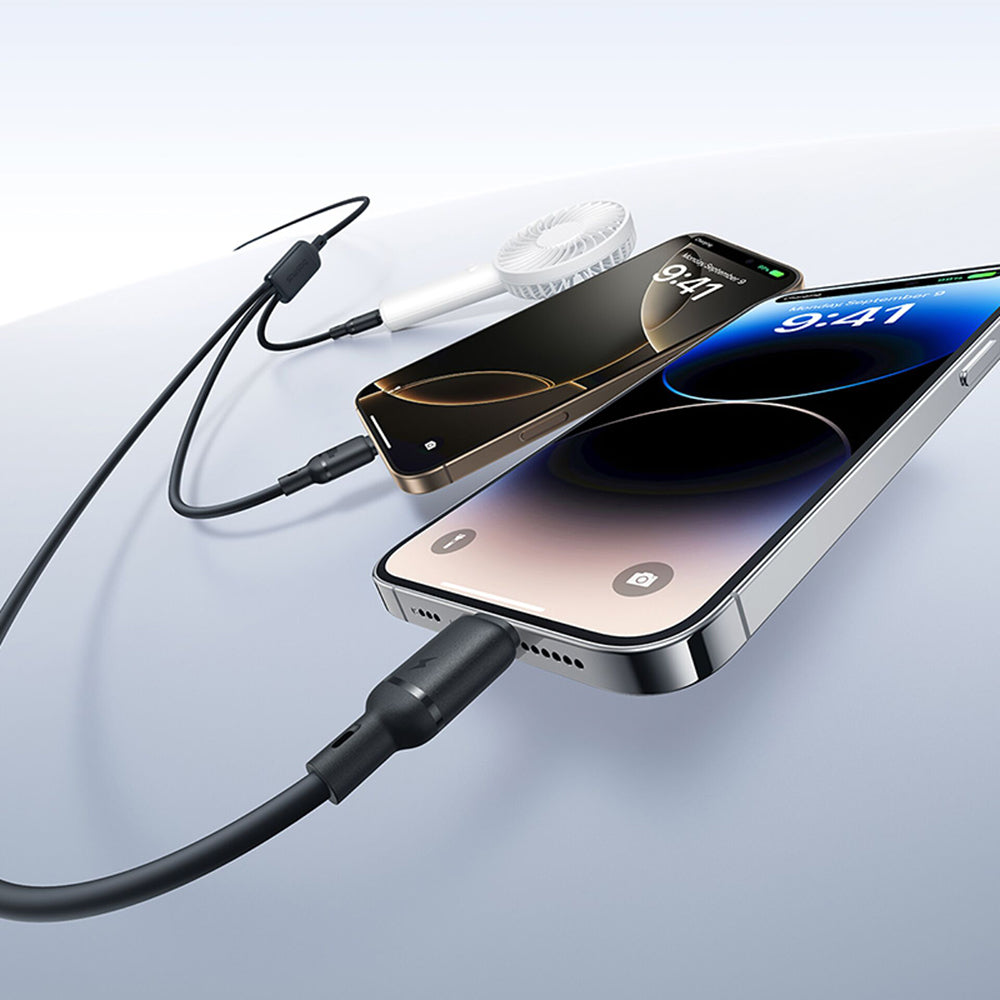 USB-A Charging Cable - Lightning / microUSB / USB-C Baseus Silky 3in1, 100W, 1.5m, Black P10377705123-00