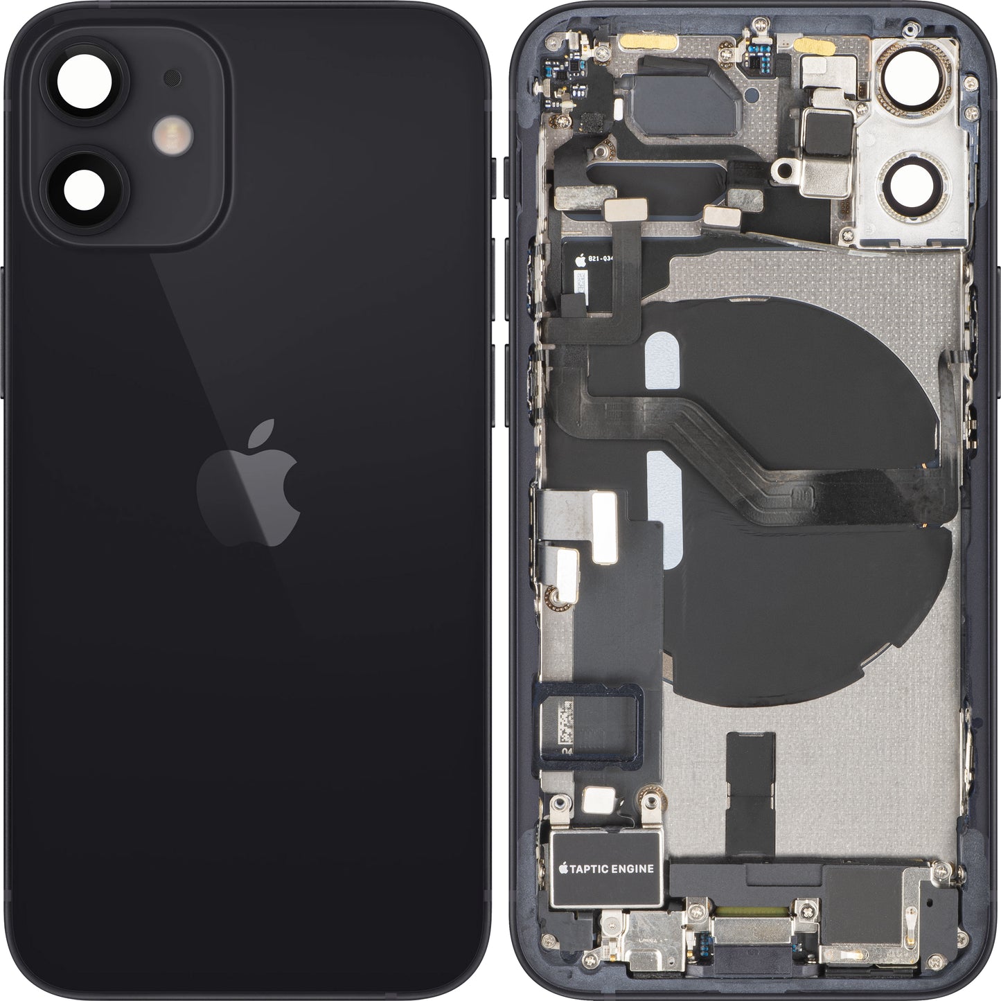 Apple iPhone 12 mini Battery Cover, With Middle Frame, Full Parts, Black, Swap