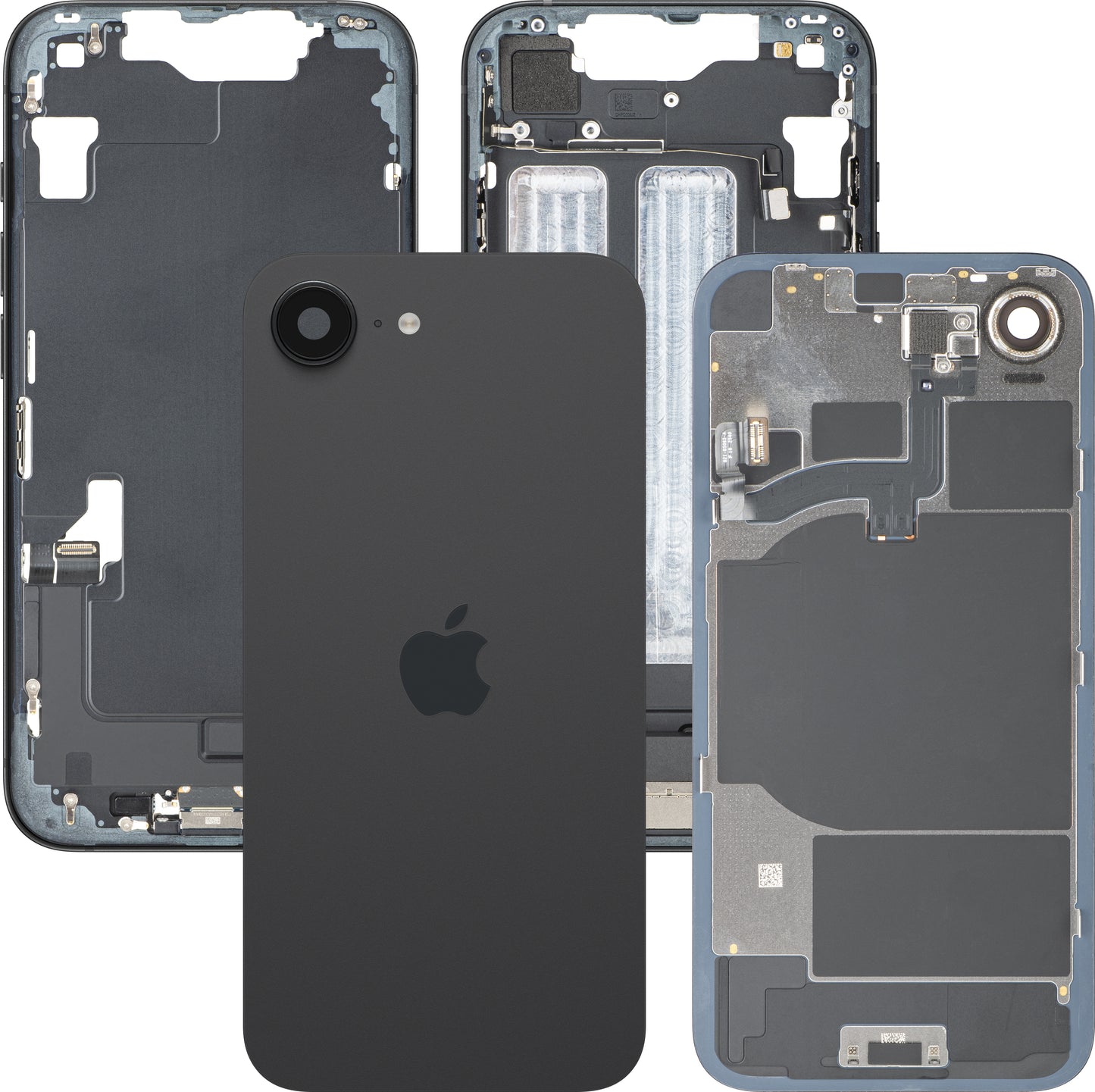 Apple iPhone 16e Battery Cover, With Middle Case, Full Parts, Black, Swap