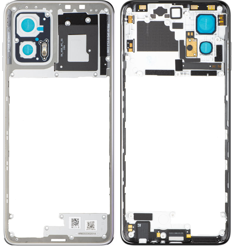 Middle Housing Motorola Moto G73, Silver (Lucent White), Service Pack 5S58C22265