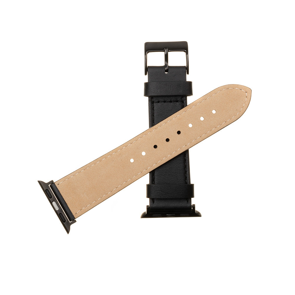 Fixed Leather Strap for Apple Watch 49mm / 46mm / 45mm / 44mm / 42mm Series, Black