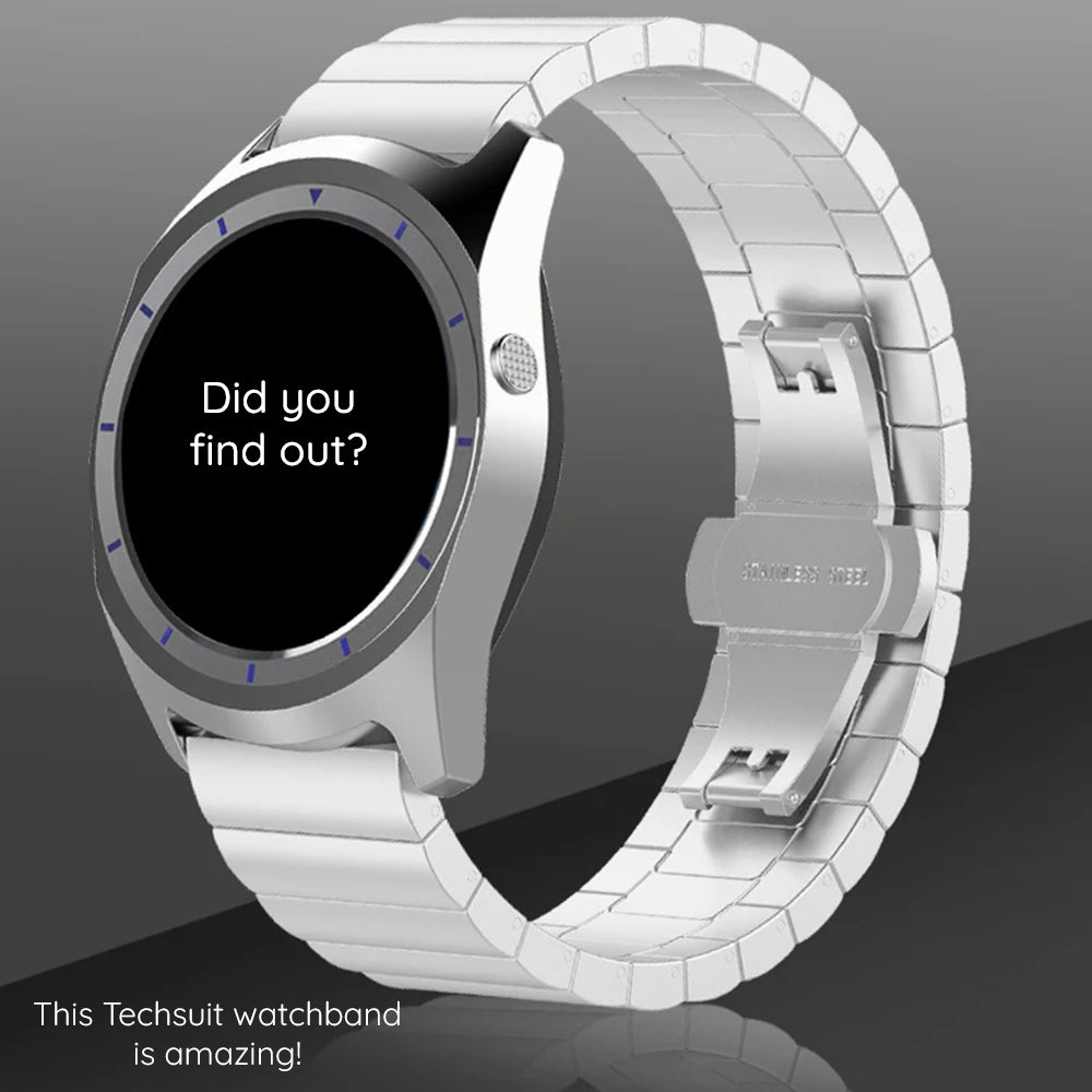 Techsuit W012 Strap for Garmin Watch Fenix / Forerunner Series, 22mm, Silver