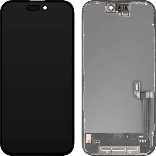 MP Touchscreen Display compatible with Apple iPhone 16, with Frame, Soft OLED FHD 120Hz Movable IC Version, Black
