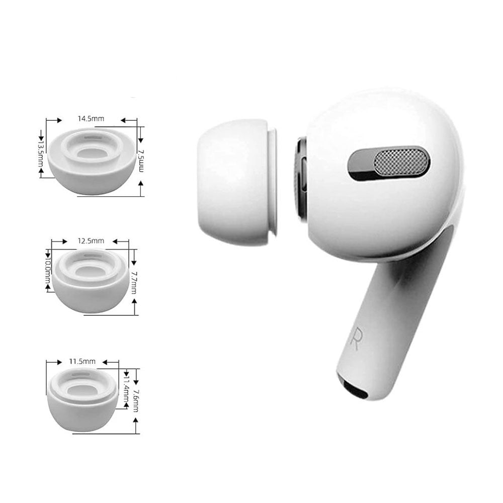 Techsuit ET1 Ear Tips for Apple AirPods Pro Series, Sizes XS / S / L, White