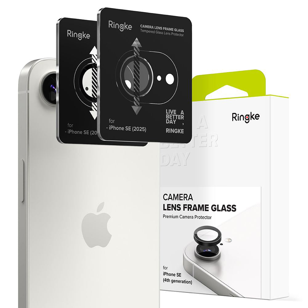 Ringke Rear Camera Protection Film for Apple iPhone 17e / 16e, Tempered Glass, Set of 2 pieces, Black