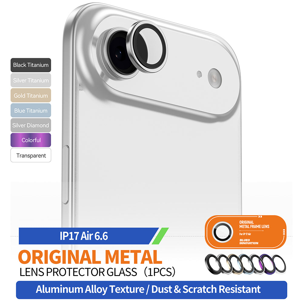 Blueo Metal Frame Rear Camera Protection Film for Apple iPhone 17 Air, Tempered Glass, Multicolor