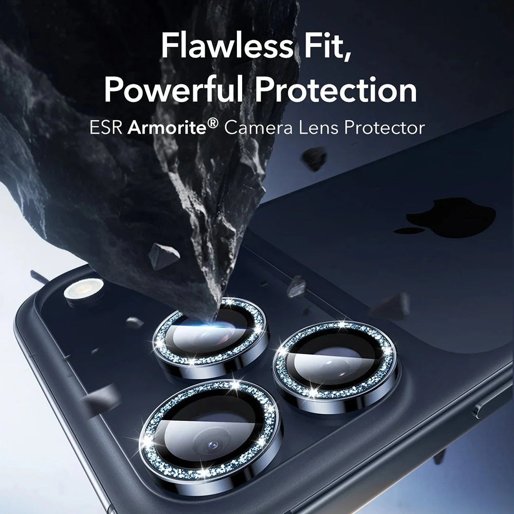 ESR Glitter Diamond Armorite Rear Camera Protector for Apple iPhone 17 Pro Max / 17 Pro, Tempered Glass, Dark Blue