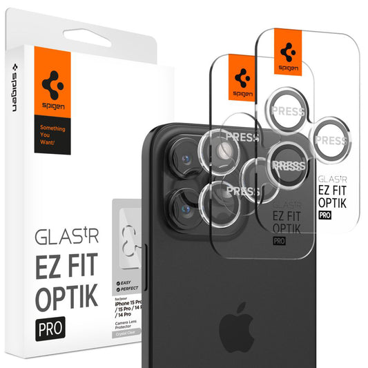 Spigen GlastR EZ FIT Optik Pro Rear Camera Protector for Apple iPhone 17 Pro Max / 17 Pro, Tempered Glass, Set of 2 Pieces, Transparent
