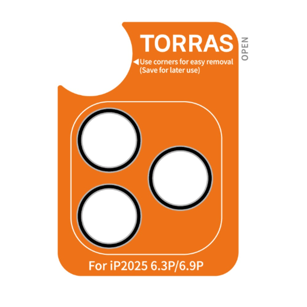 Torras Lensguard Rear Camera Protection Film for Apple iPhone 17 Pro, Tempered Glass, Black