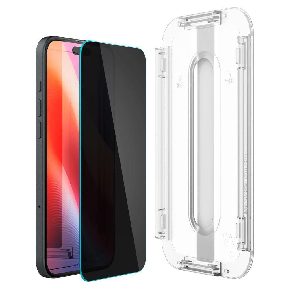 Spigen GlastR EZ FIT Privacy Screen Protector for Apple iPhone 16 / 15, Tempered Glass, Full Glue, Set of 2 Pieces