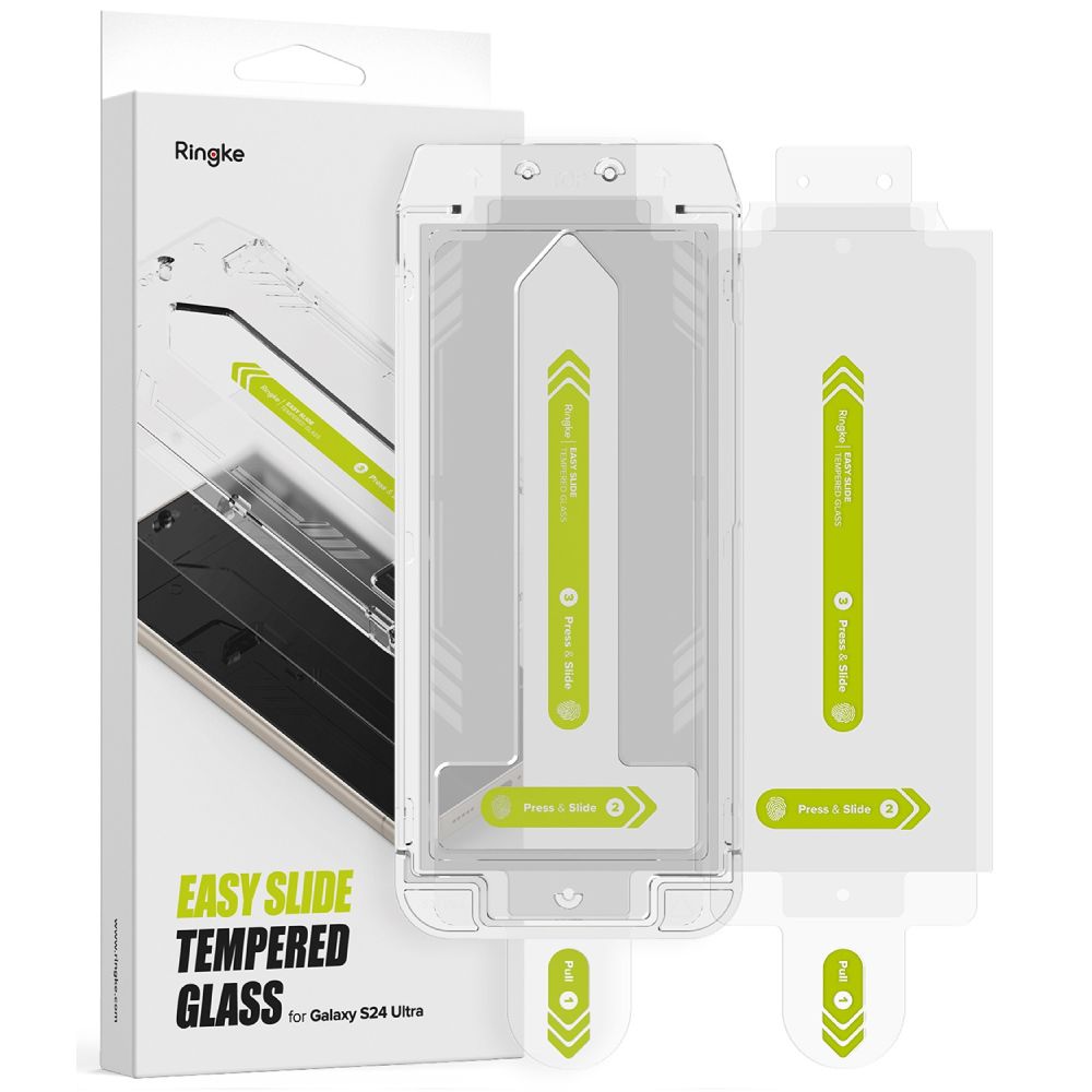 Ringke Easy Slide Screen Protector for Samsung Galaxy S24 Ultra S928, Tempered Glass, Full Glue, Set of 2 Pieces