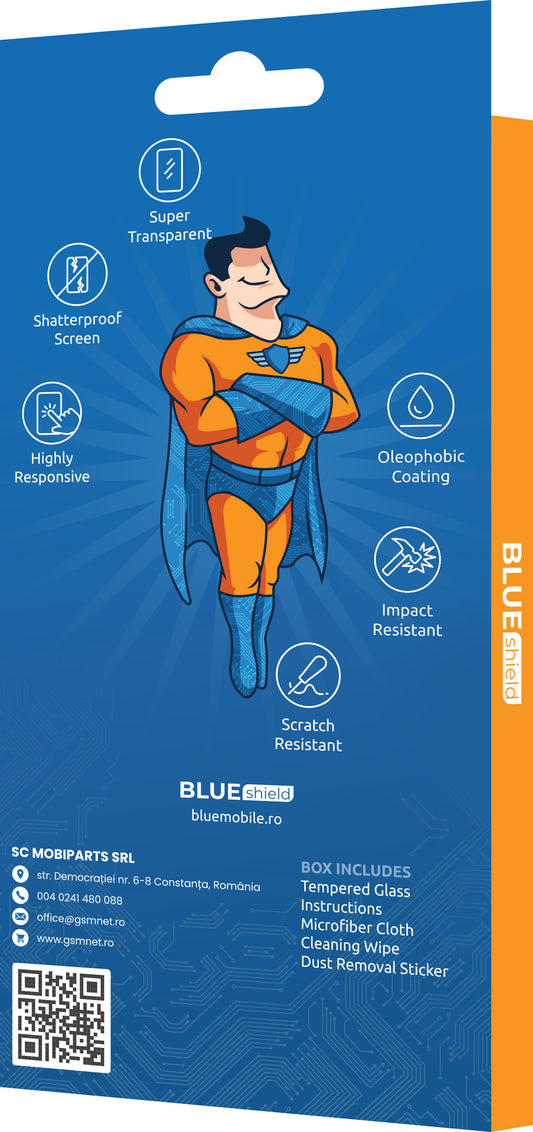 BLUE Shield Screen Protector for Huawei P30, Shielded Glass, Full Glue, Case Friendly, Black