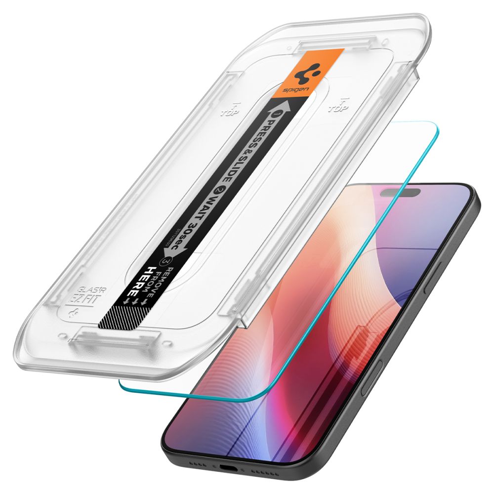 Spigen GlastR EZ FIT Screen Protector for Apple iPhone 17 Pro / 17 / 16 Pro, Tempered Glass, Full Glue, Set of 2 pieces AGL07928