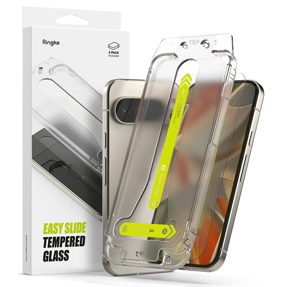 Ringke Easy Slide Screen Protector for Google Pixel 9 / 9 Pro, Glass Protected, Full Glue, Set 2 pieces