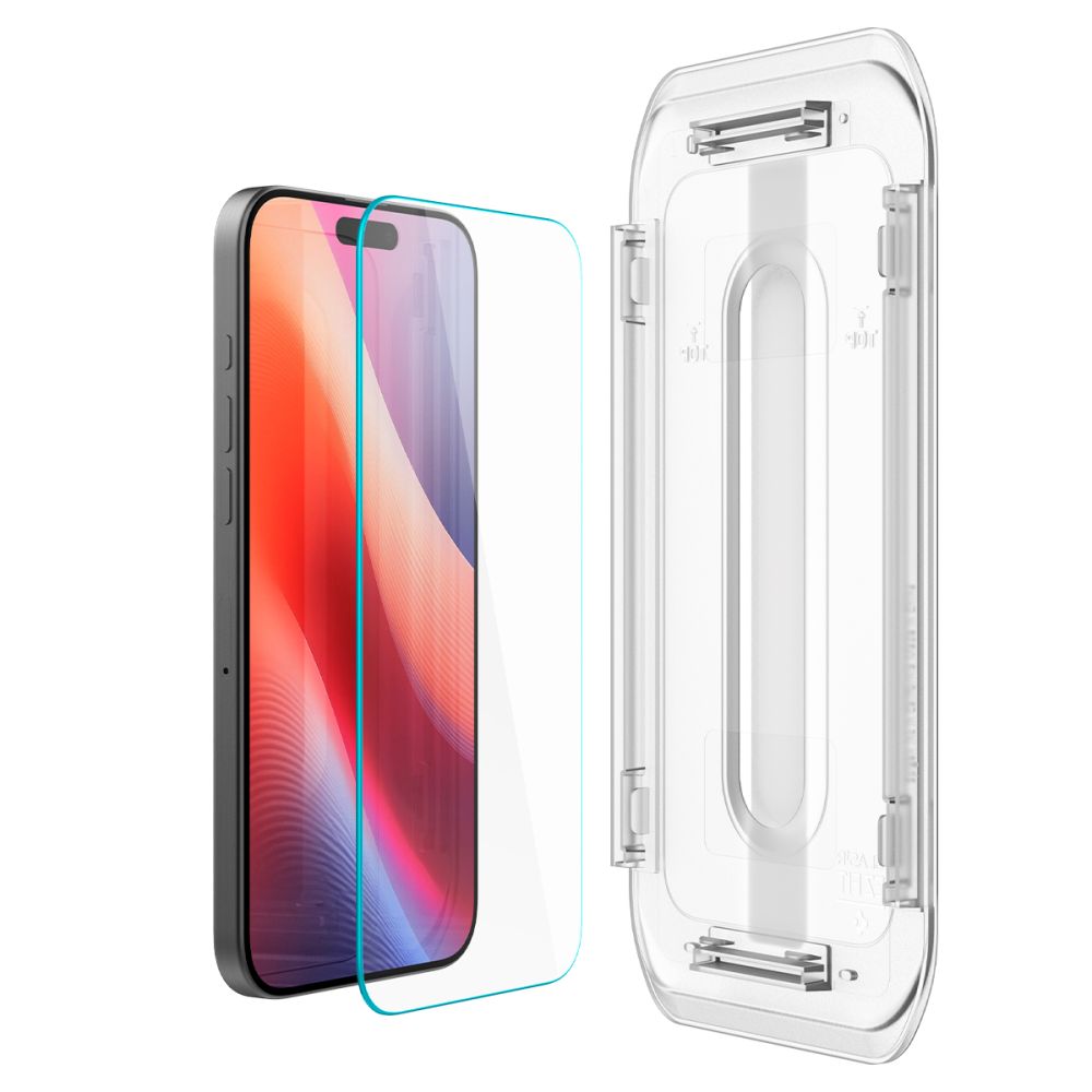 Spigen GlastR EZ FIT Screen Protector for Apple iPhone 17 Pro / 17 / 16 Pro, Tempered Glass, Full Glue, Set of 2 pieces AGL07928