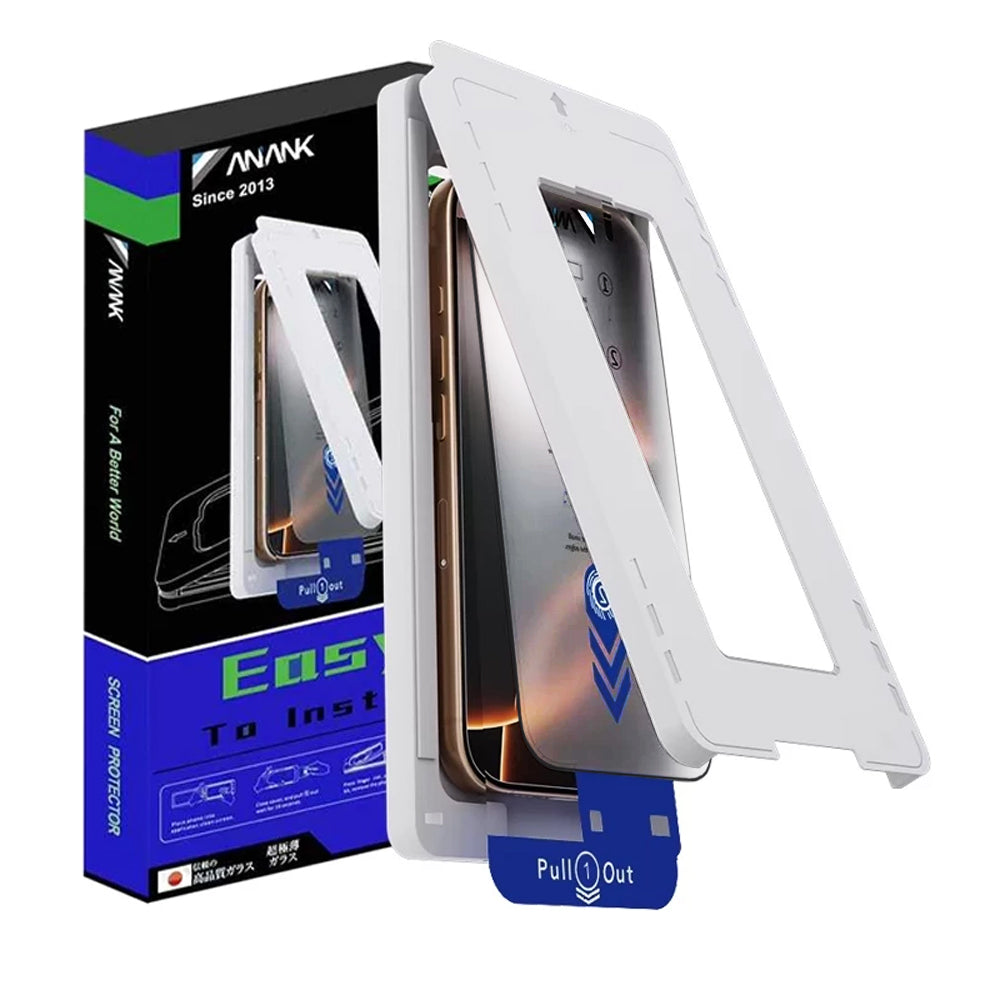 Anank 5X Reinforced Applicator Screen Protector for Apple iPhone 17 Pro, Tempered Glass, Full Glue, 2.5D, Black