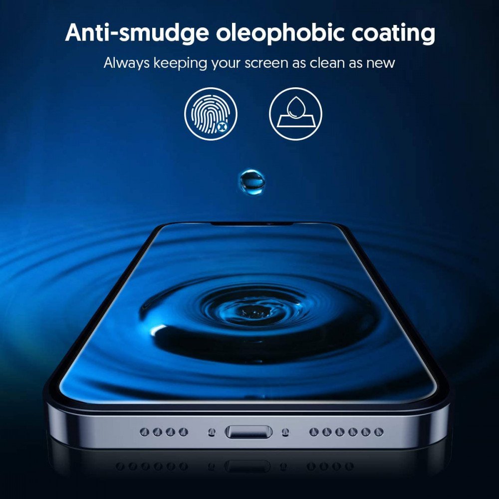 Blueo HD Screen Protector Film for Apple iPhone 18 Pro / 17 Pro / 17 / 16 Pro, Tempered Glass, Full Glue, 2.5D, Set of 5 pieces, Black