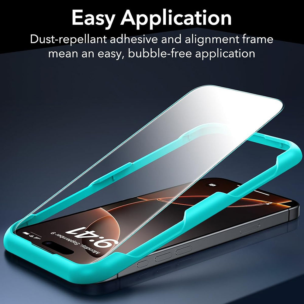 ESR Screen Protector for Apple iPhone 17 / 16 Pro, Tempered Glass, Full Glue, Set of 3, Black