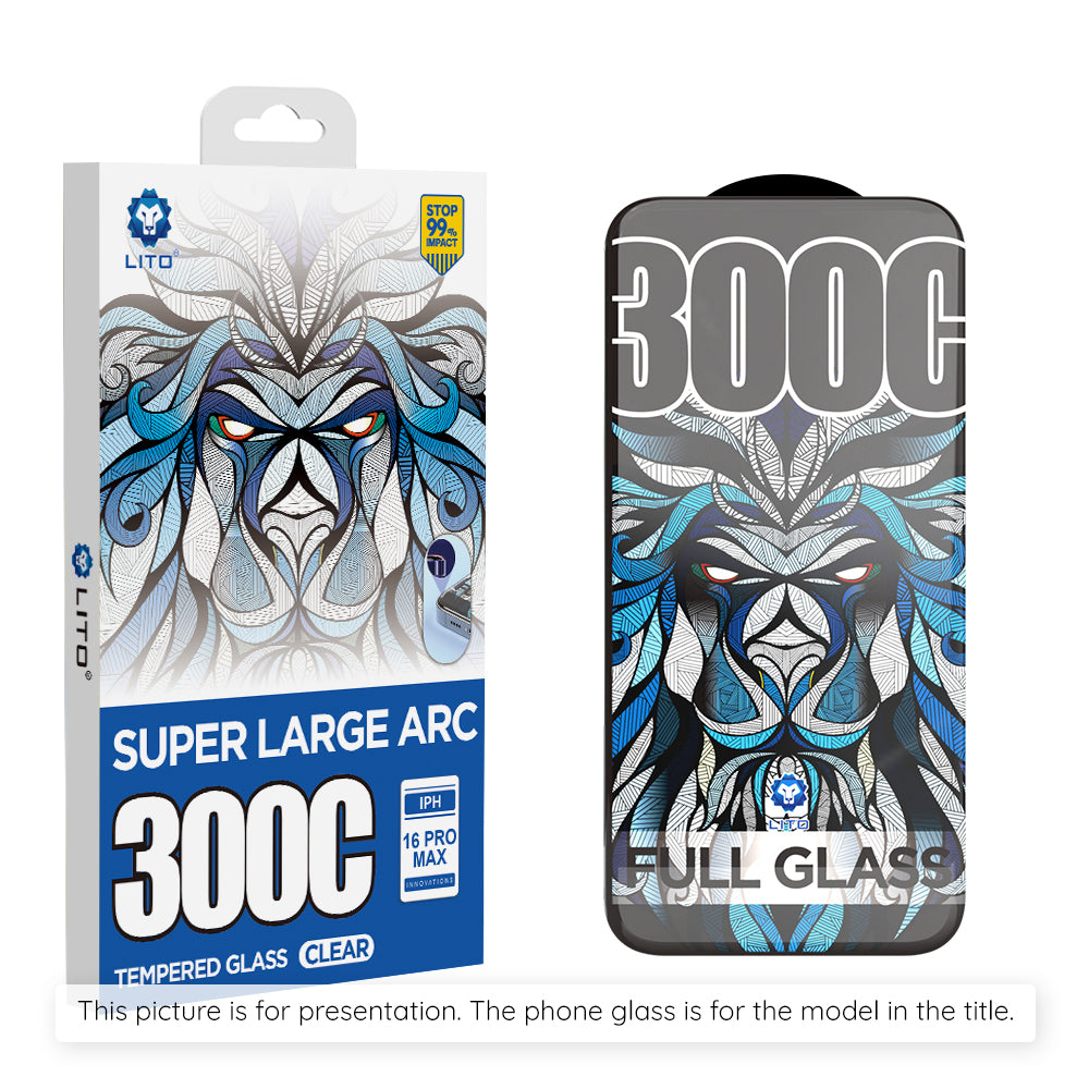 Lito D+ Max 300C Screen Protector for Apple iPhone 17 Pro, Tempered Glass, Full Glue