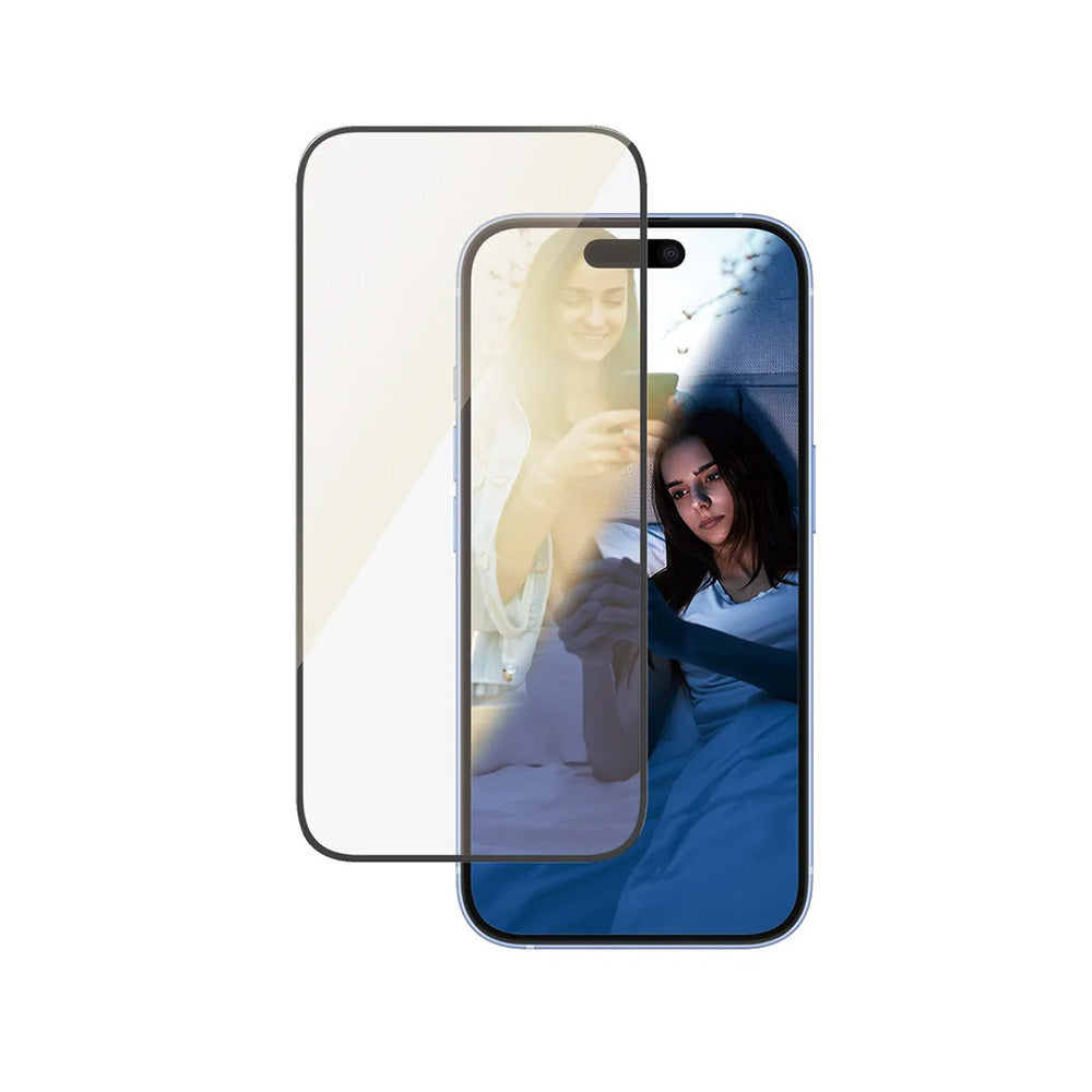 PanzerGlass Ultra-Wide Fit EyeCare Screen Protector for Apple iPhone 16 / 15, Tempered Glass, Full Glue, Black