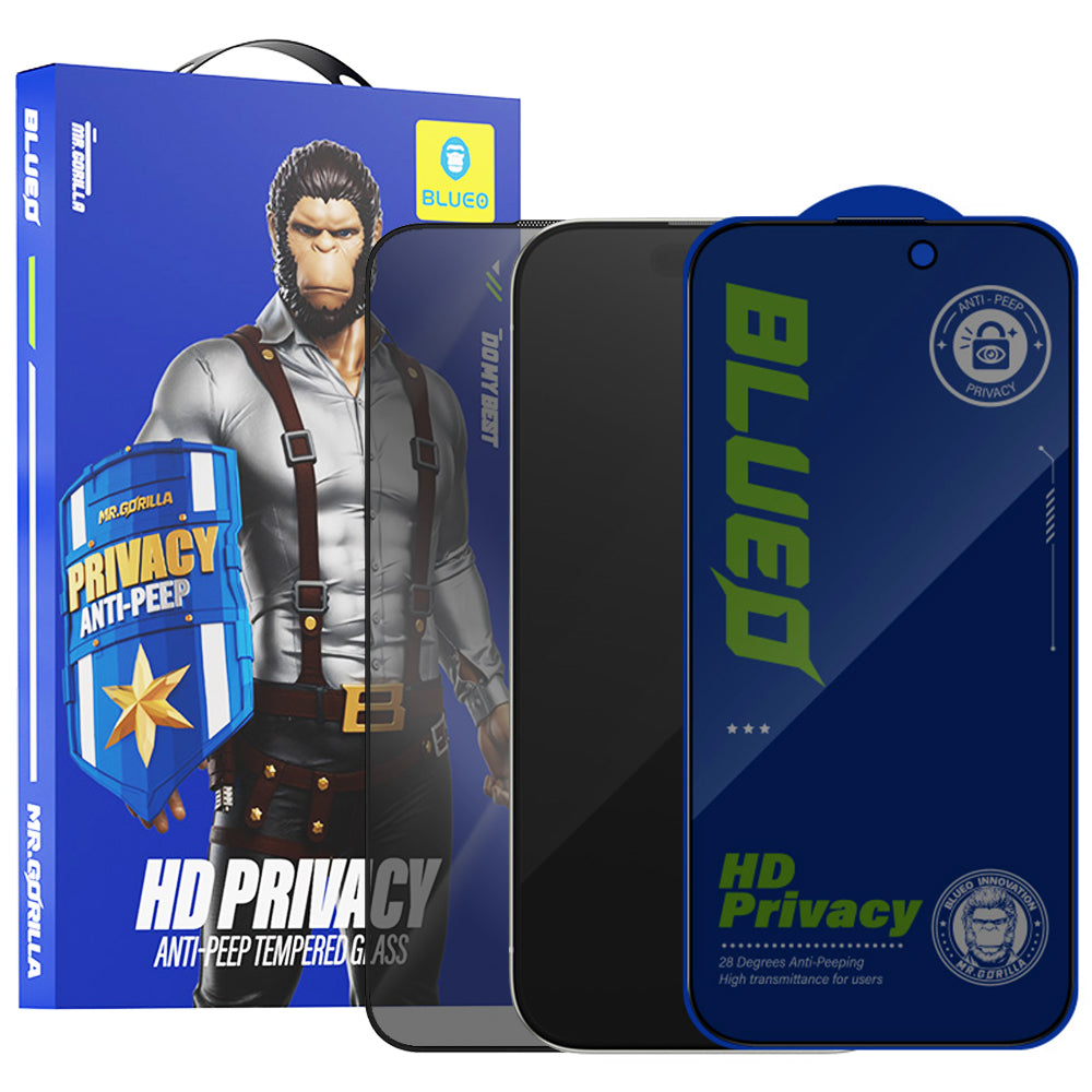 Blueo Anti-Peep Privacy Screen Protector for Apple iPhone 11 / XR, Tempered Glass, Full Glue